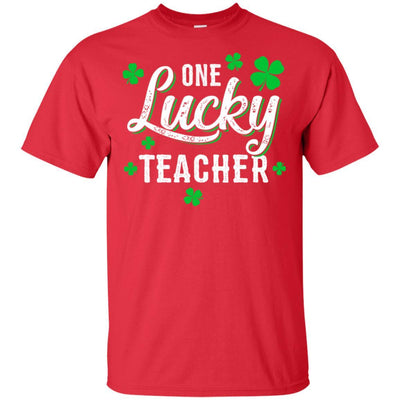 One Lucky Teacher Irish Shamrocks Funny St Patrick Day-T-Shirt & Hoodie-Classic T-Shirt-Red