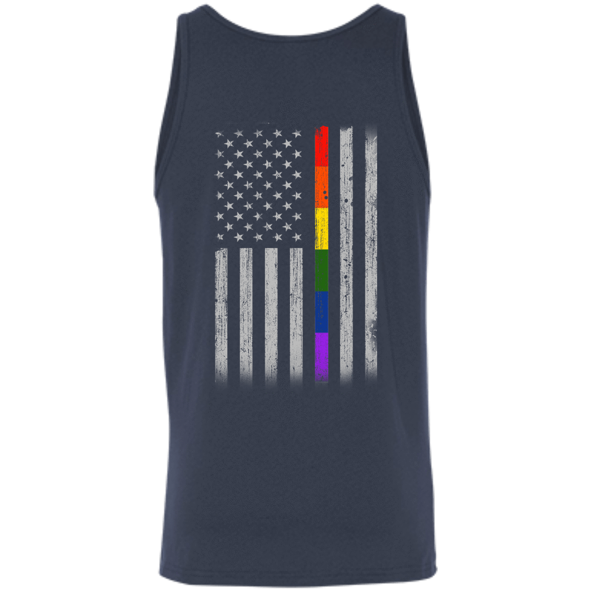 Rainbow Lesbian Gay Pride LGBT America Flag-T-Shirt & Hoodie-Unisex Tank-Navy