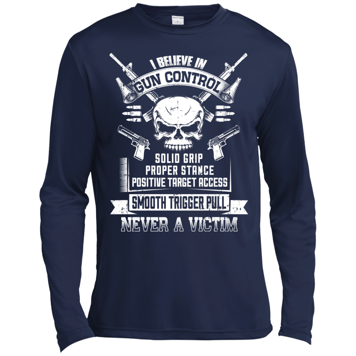 I Believe In Gun Control-T-Shirt & Hoodie-Long Sleeve T-Shirt-Navy