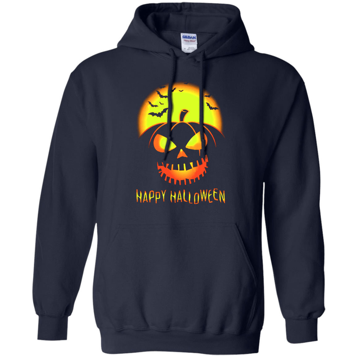 Pumpkin Happy Halloween-T-Shirt & Hoodie-Pullover Hoodie-Navy
