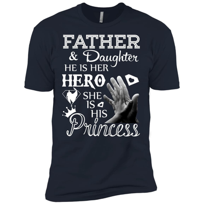 Father And Daughter He Is Her Hero-T-Shirt & Hoodie-Premium T-Shirt-Midnight Navy