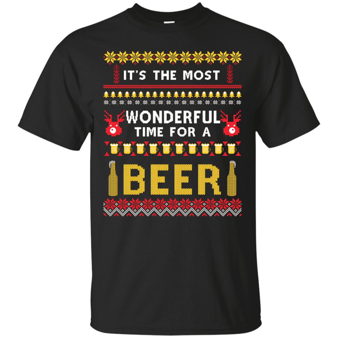 It's The Most Wonderful Time For A Beer Ugly Sweater-T-Shirt & Hoodie-Classic T-Shirt-Black