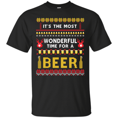 It's The Most Wonderful Time For A Beer Ugly Sweater-T-Shirt & Hoodie-Classic T-Shirt-Black