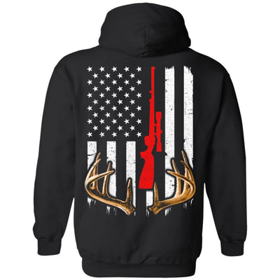 Bow Deer Hunting US Flag Deer Hunter-T-Shirt & Hoodie-Pullover Hoodie-Black