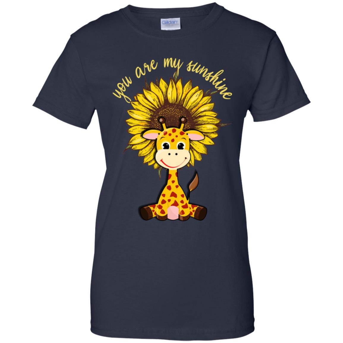 You Are My Little Sunshine Sunflower Giraffe-T-Shirt & Hoodie-Women's T-Shirt-Navy