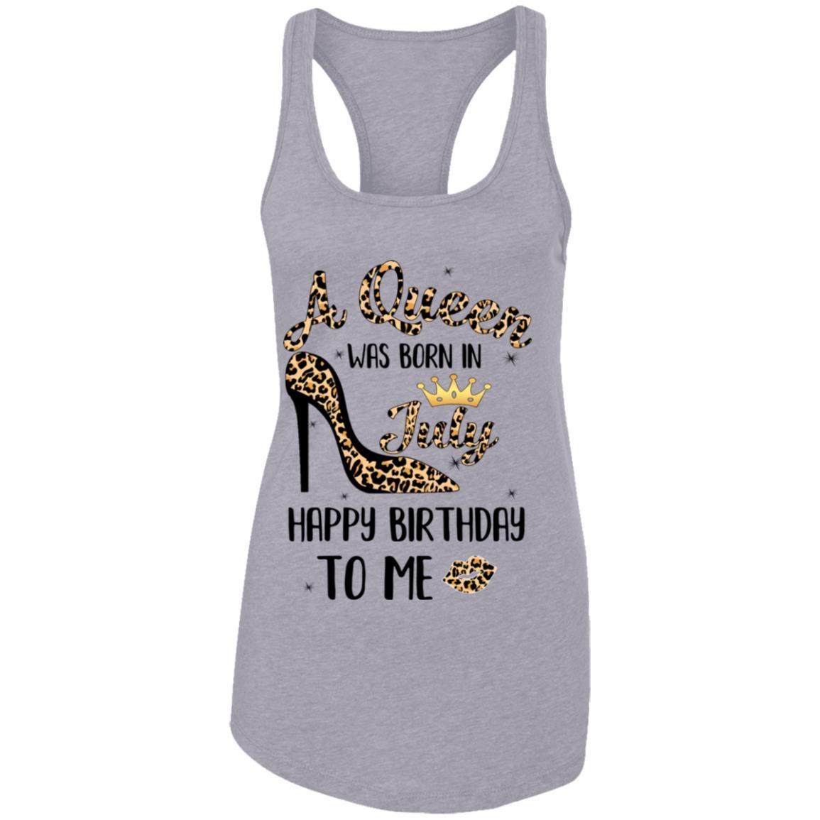 Born In July Girl Leopard High Heels Birthday Women Gift-T-Shirt & Tank Top-Women's Ideal Racerback Tank-Heather Grey
