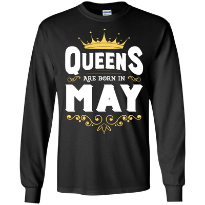 Queens Are Born In May-T-Shirt & Hoodie-Long Sleeve T-Shirt-Black