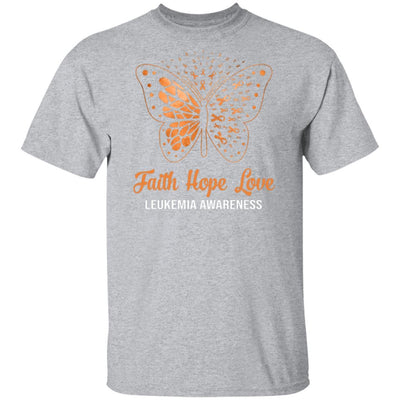 Faith Hope Love Orange Butterfly Leukemia Awareness-T-Shirt & Hoodie-Classic T-Shirt-Sport Grey