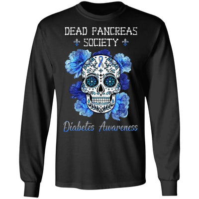 Dead Pancreas Society Sugar Skull Diabetes Awareness-T-Shirt & Hoodie-Long Sleeve T-Shirt-Black