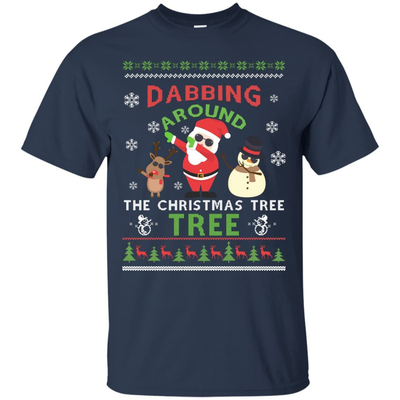 Dabbing Around The Christmas Tree Ugly Sweater-T-Shirt & Hoodie-Classic T-Shirt-Navy