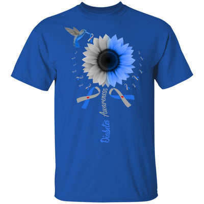 Hummingbird Sunflower Blue Gray Ribbon Diabetes Awareness-T-Shirt & Hoodie-Classic T-Shirt-Royal