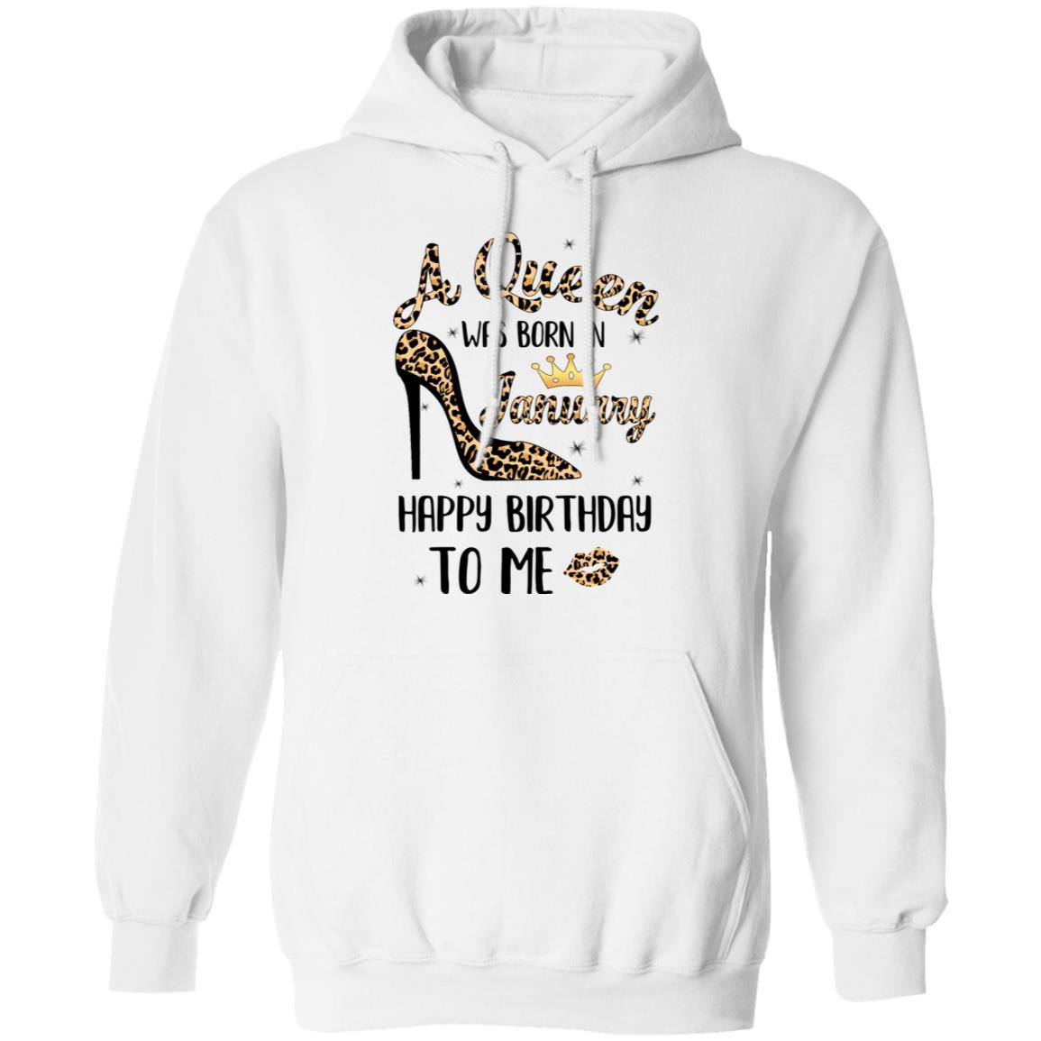 Born In January Girl Leopard High Heels Birthday Women Gift-T-Shirt & Tank Top-Pullover Hoodie-White