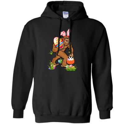 Funny Bigfoot Bunny Hunting Eggs Easter Day-T-Shirt & Hoodie-Pullover Hoodie-Black