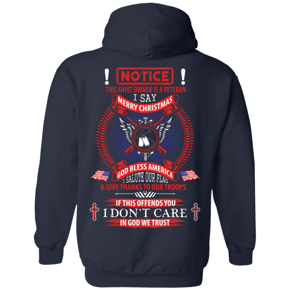 Notice This Shirt Owner Is A Veteran-T-Shirt & Hoodie-Pullover Hoodie-Navy