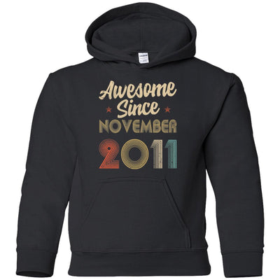 Awesome Since November 2011 Vintage 10th Birthday Gifts Youth-Youth Shirt-Youth Pullover Hoodie-Black