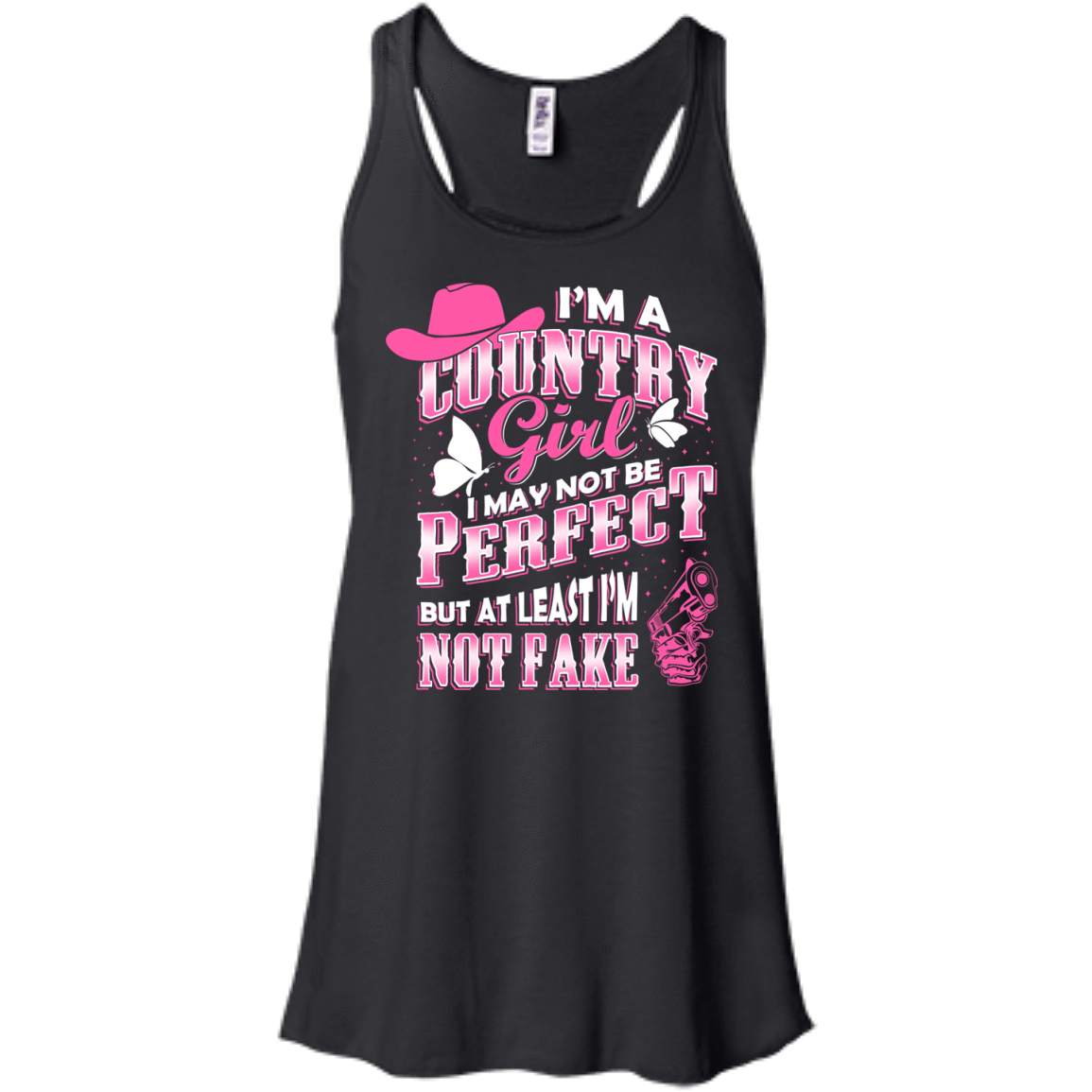I May Not Be Perfect But At Least I'm Not Fake-T-Shirt & Hoodie-Women's Flowy Racerback Tank-Black