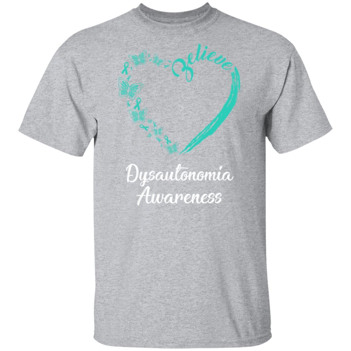 Butterfly Believe Dysautonomia Awareness Ribbon Gifts-T-Shirt & Hoodie-Classic T-Shirt-Sport Grey