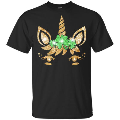 Unicorn Face Saint Patrick's Day For Girls Youth-Youth Shirt-Youth T-Shirt-Black