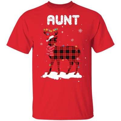 Aunt Deer Red Plaid Christmas Family Matching Pajamas-T-Shirt & Sweatshirt-Classic T-Shirt-Red