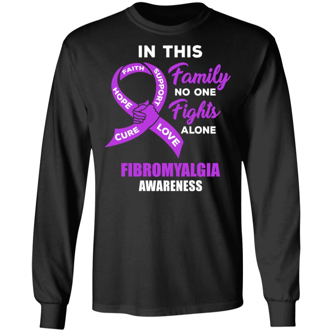 In This School No One Fights Fibromyalgia Awareness Alone-T-Shirt & Hoodie-Long Sleeve T-Shirt-Black