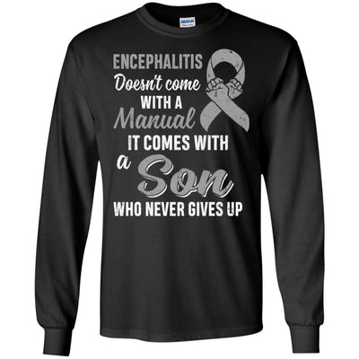 Encephalitis Awareness Son Warrior Gifts-T-Shirt & Hoodie-Long Sleeve T-Shirt-Black