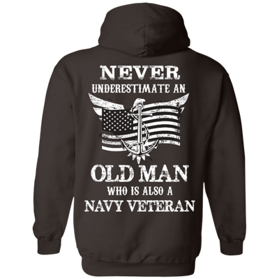 Never Underestimate A Navy Veteran-T-Shirt & Hoodie-Pullover Hoodie-Dark Chocolate