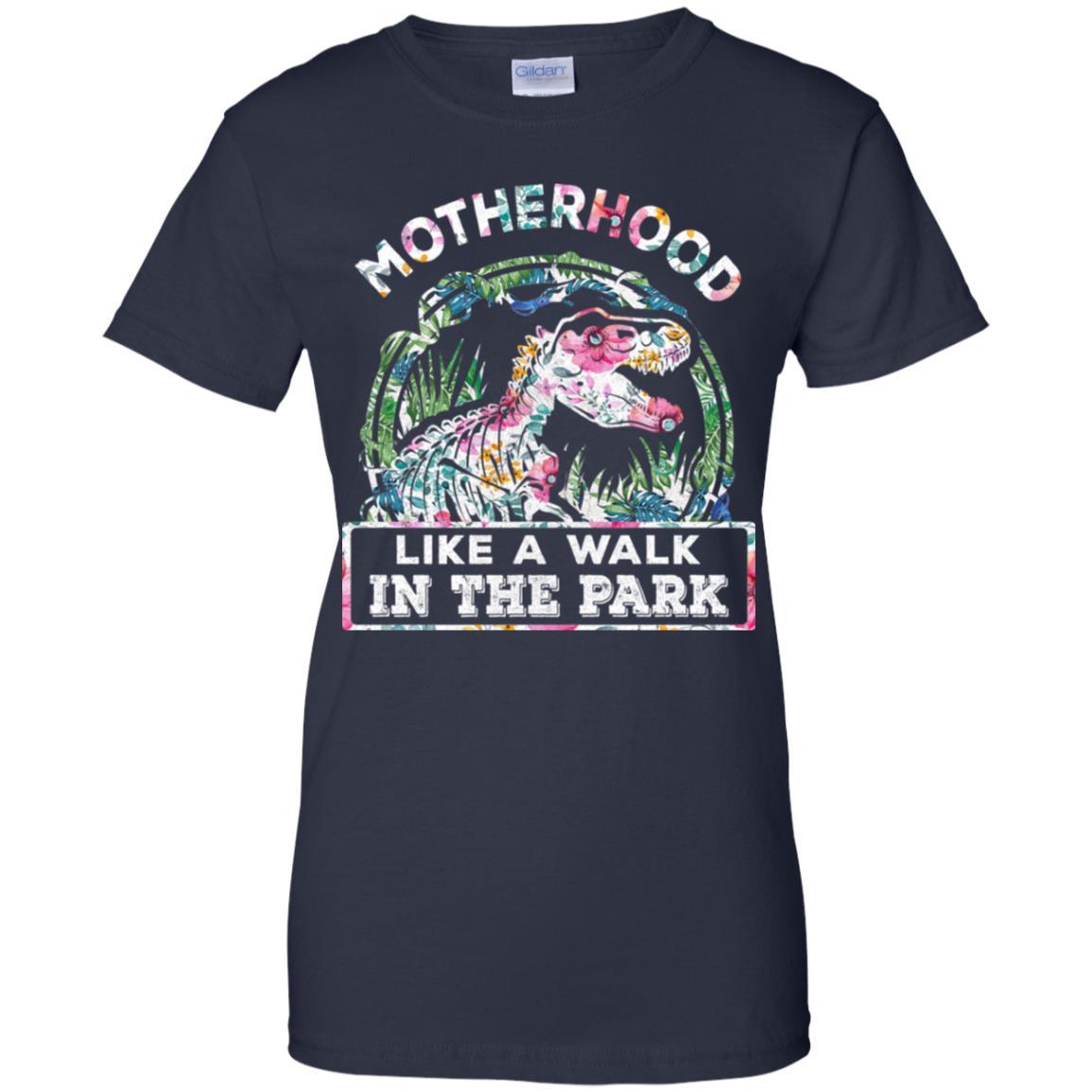 Motherhood Is A Walk In The Park Funny Dinosaur T-Rex-T-Shirt & Tank Top-Women's T-Shirt-Navy