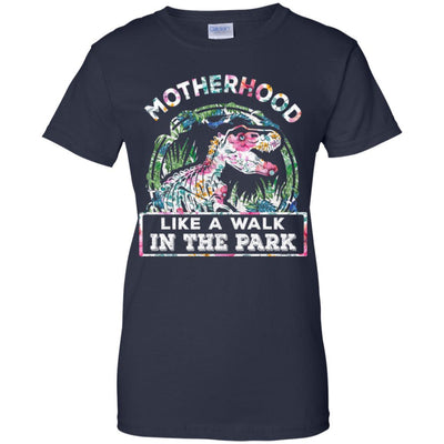 Motherhood Is A Walk In The Park Funny Dinosaur T-Rex-T-Shirt & Tank Top-Women's T-Shirt-Navy