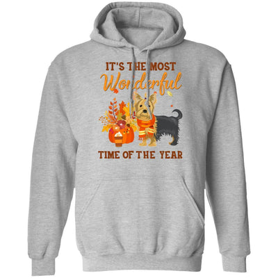 Yorkie Autumn It's The Most Wonderful Time Of The Year-T-Shirt & Hoodie-Pullover Hoodie-Sport Grey