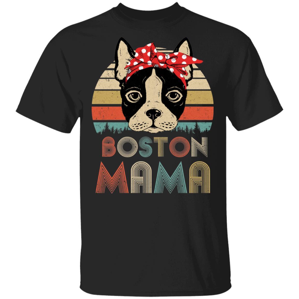 Brown Boston Terrier Mama Bostie Mom Gifts Vintage Women-T-Shirt & Hoodie-Classic T-Shirt-Black