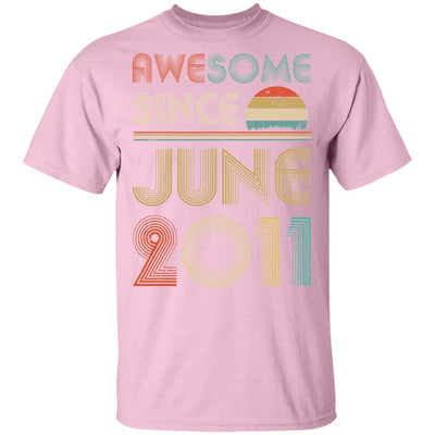 Awesome Since June 2011 Vintage 10th Birthday Gifts Youth-Youth Shirt-Youth T-Shirt-Light Pink