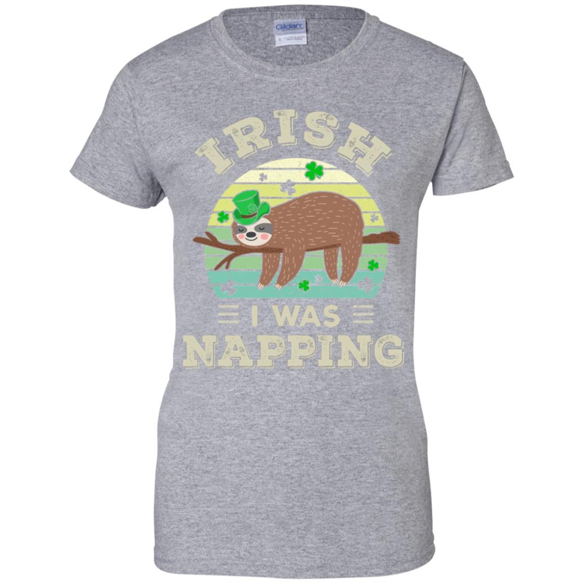 Saint Patrick's Day Irish I Was Napping Sloth For Kids-T-Shirt & Hoodie-Women's T-Shirt-Sport Grey