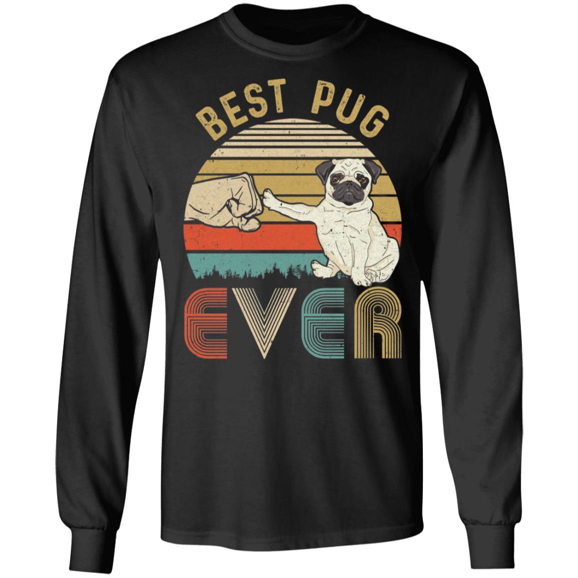 Vintage Best Pug Dad Ever Bump Fit Funny Dad Gifts-T-Shirt & Hoodie-Long Sleeve T-Shirt-Black