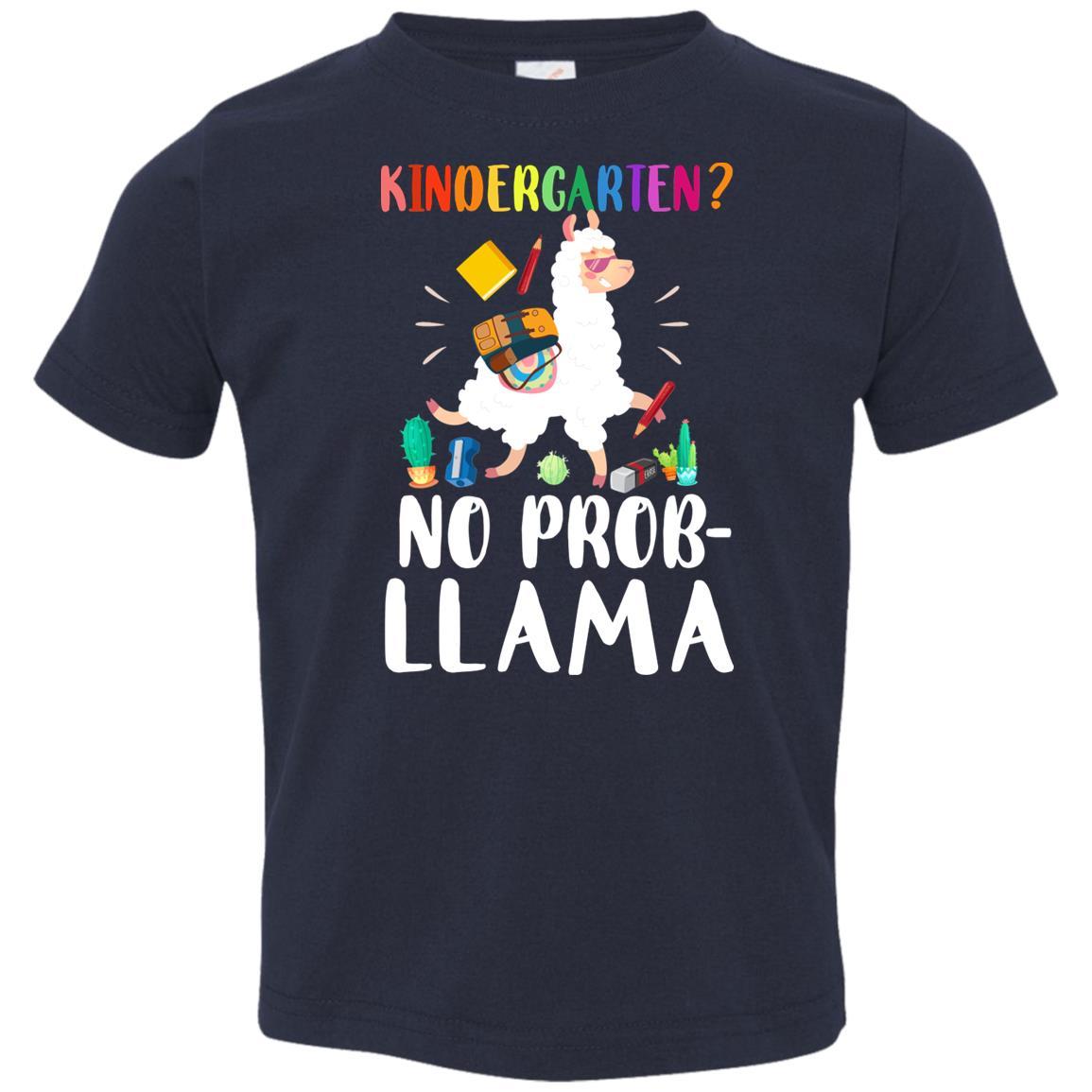 Kindergarten No Prob Llama Funny First Day Of School Youth-Youth Shirt-Toddler T-Shirt-Navy