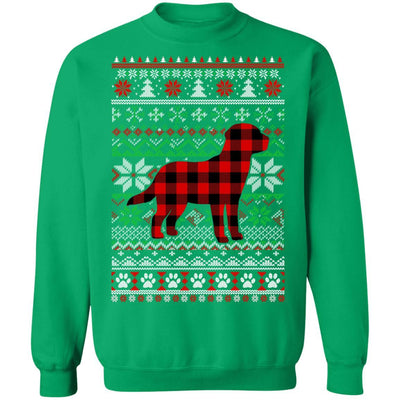 Labrador Red Plaid Ugly Christmas Sweater Gifts-T-Shirt & Sweatshirt-Crewneck Sweatshirt-Irish Green