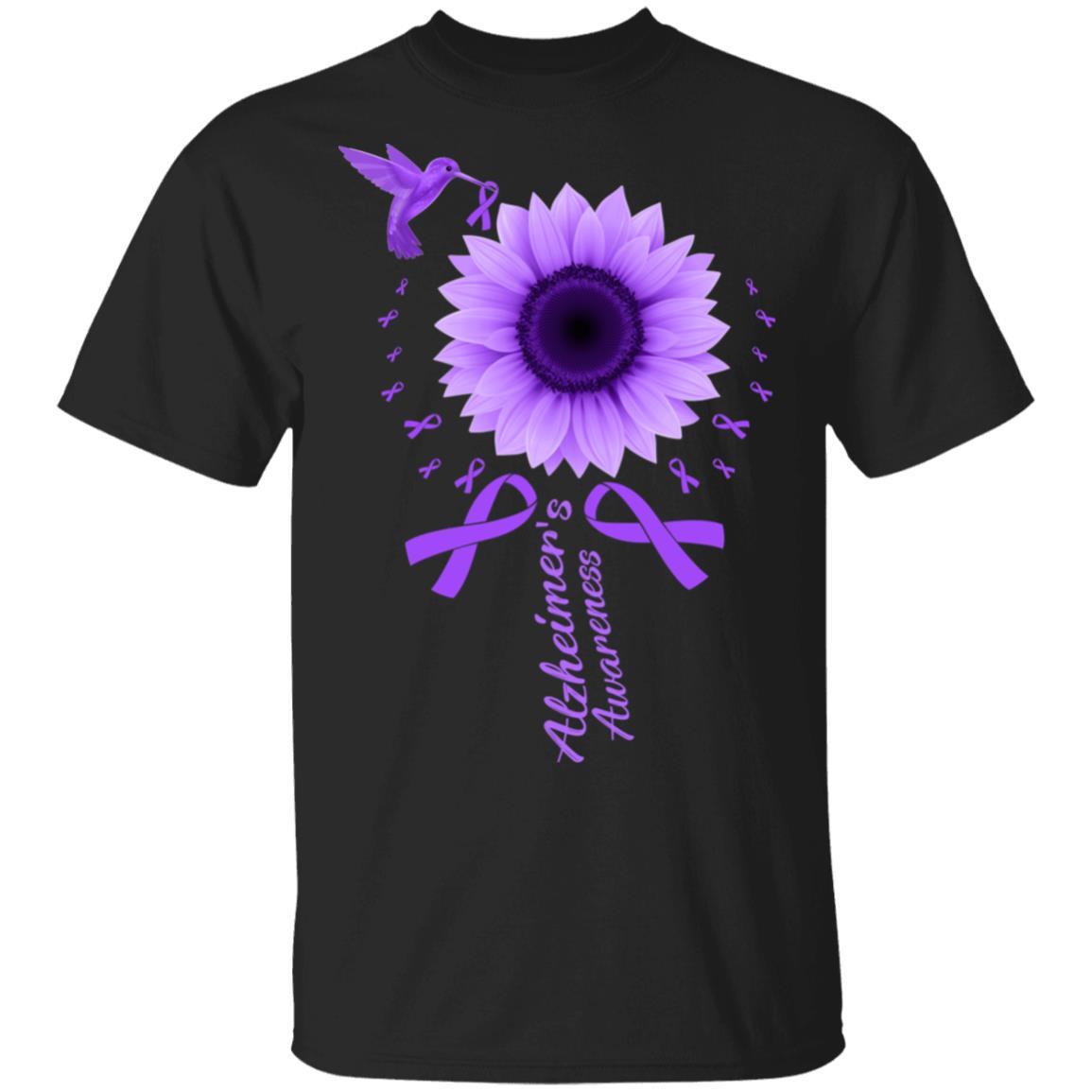 Hummingbird Sunflower Purple Ribbon Alzheimer's Awareness