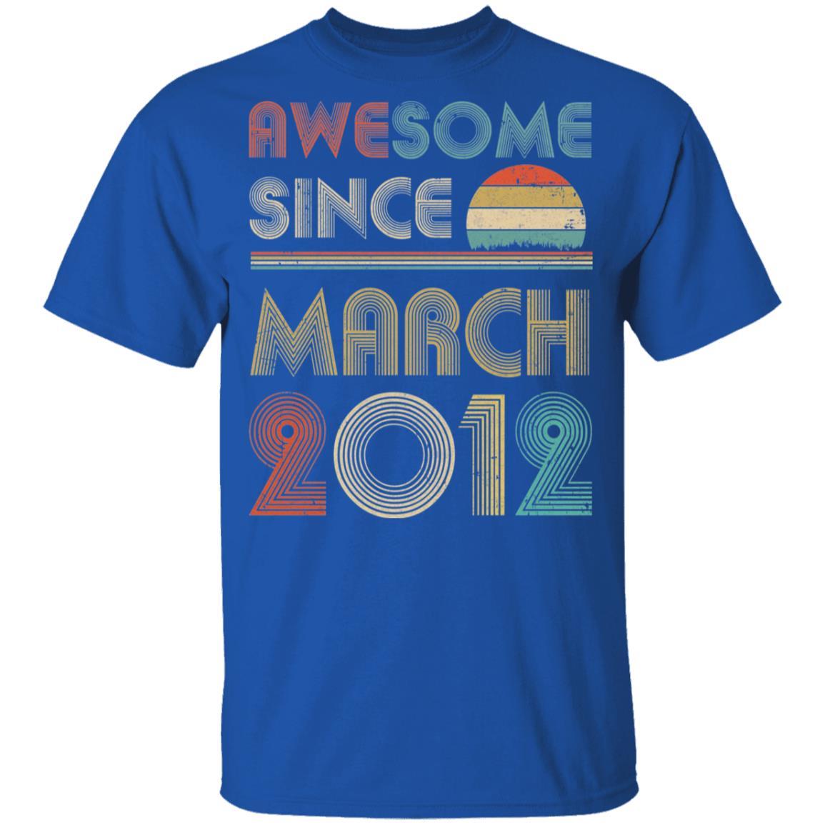 Awesome Since March 2012 Vintage 9th Birthday Gifts Youth-Youth Shirt-Youth T-Shirt-Royal