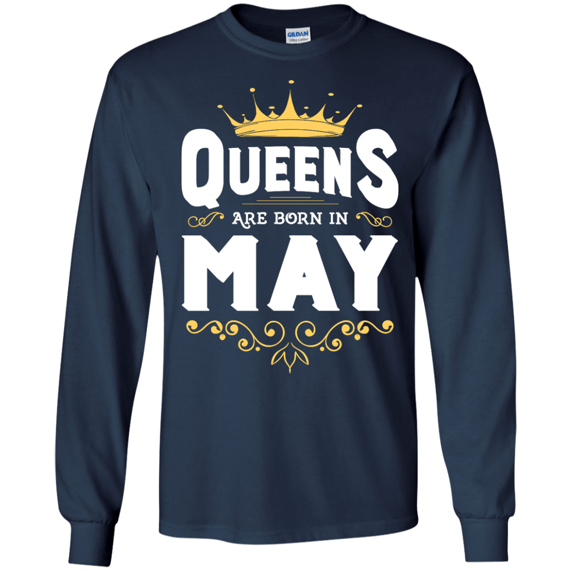 Queens Are Born In May-T-Shirt & Hoodie-Long Sleeve T-Shirt-Navy