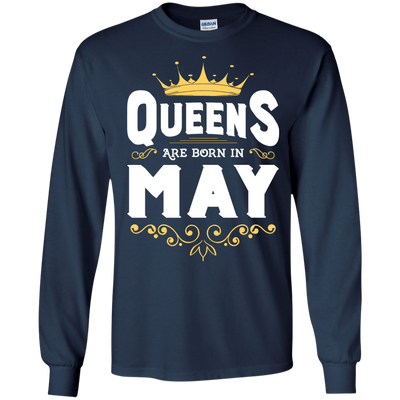 Queens Are Born In May-T-Shirt & Hoodie-Long Sleeve T-Shirt-Navy