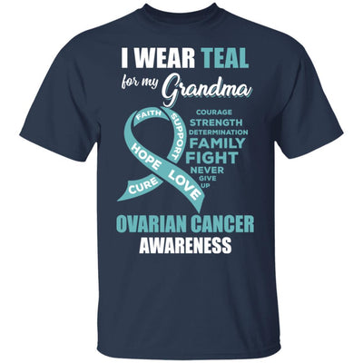 I Wear Teal For My Grandma Ovarian Cancer Awareness-T-Shirt & Hoodie-Classic T-Shirt-Navy
