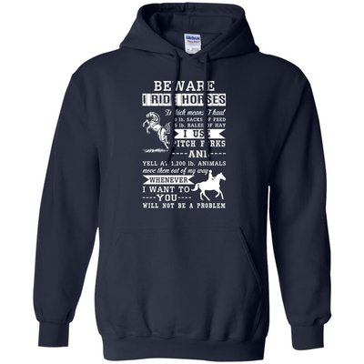 BEWARE I RIDE HORSES-T-Shirt & Hoodie-Pullover Hoodie-Navy