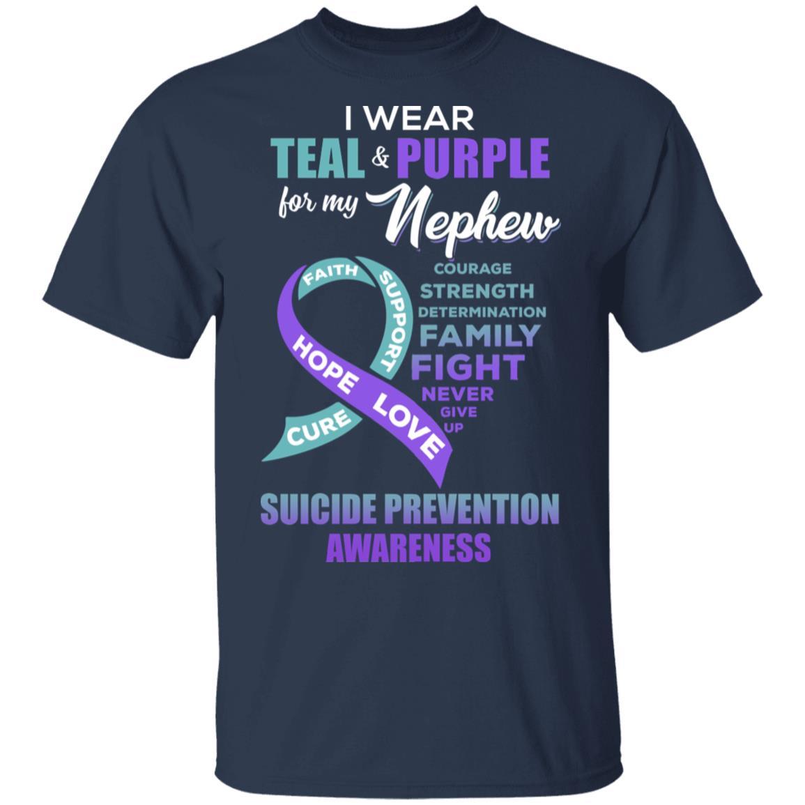 Suicide Prevention I Wear Teal And Purple For My Nephew-T-Shirt & Hoodie-Classic T-Shirt-Navy