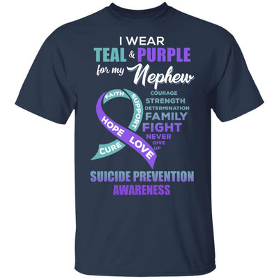 Suicide Prevention I Wear Teal And Purple For My Nephew-T-Shirt & Hoodie-Classic T-Shirt-Navy