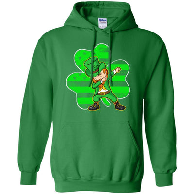 St Patricks Day Leprechaun Dabbing Dab American Flag-T-Shirt & Hoodie-Pullover Hoodie-Irish Green
