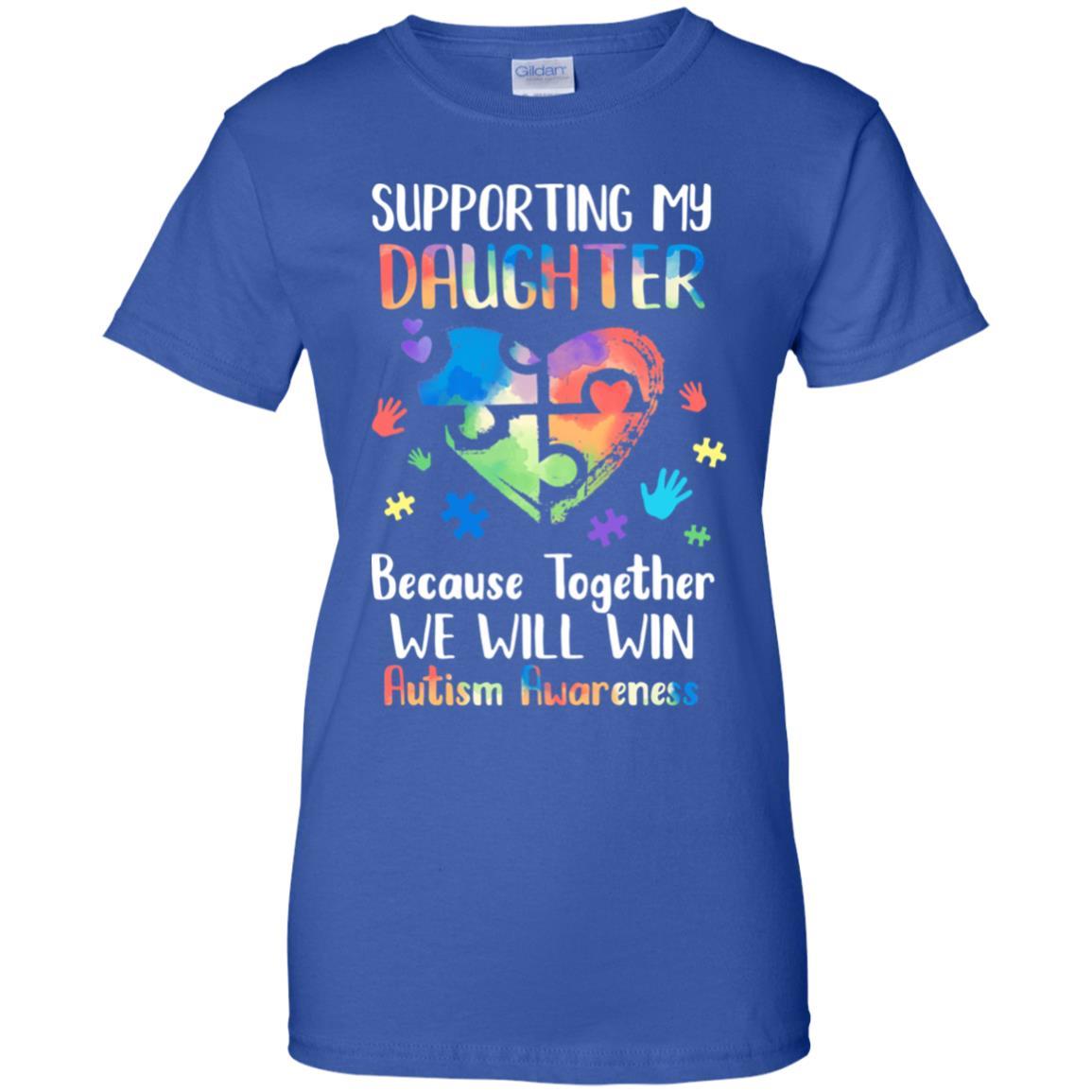 Supporting My Daughter Puzzle Autism Awareness Month-T-Shirt & Hoodie-Women's T-Shirt-Royal
