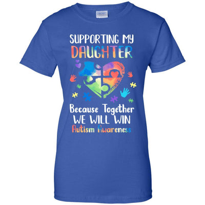 Supporting My Daughter Puzzle Autism Awareness Month-T-Shirt & Hoodie-Women's T-Shirt-Royal