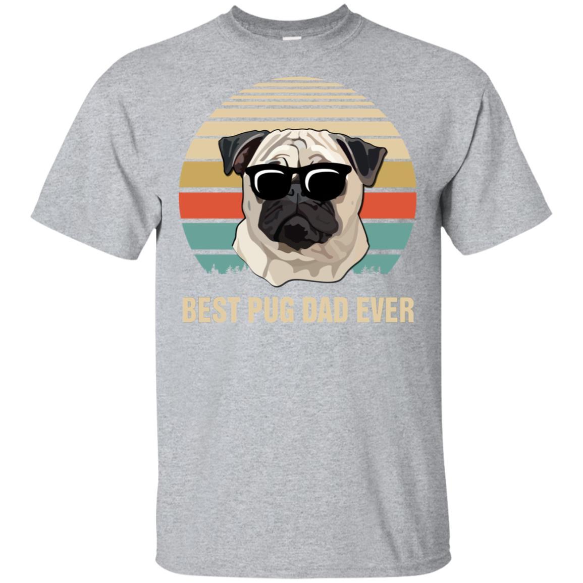 Vintage Pug Dad Gifts Best Pug Dad Ever-T-Shirt & Hoodie-Classic T-Shirt-Sport Grey