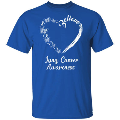 Butterfly Believe Lung Cancer Awareness Ribbon Gifts-T-Shirt & Hoodie-Classic T-Shirt-Royal