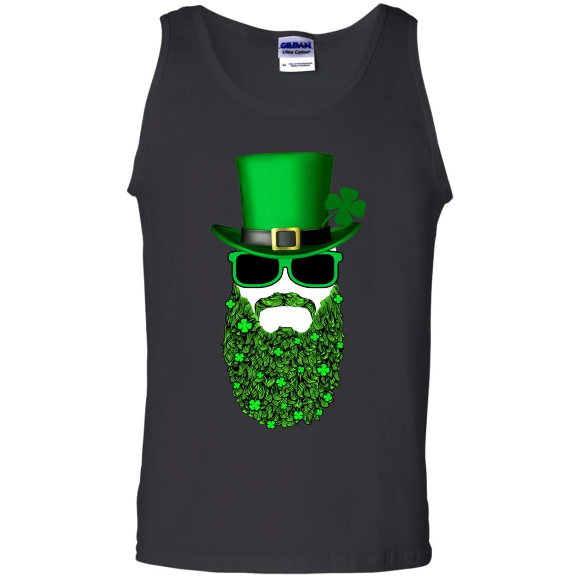 Bearded Man Moustache Leprechauns St Patrick's Day-T-Shirt & Hoodie-Unisex Tank-Black