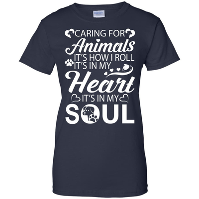 Caring For Animals Light-T-Shirt & Hoodie-Women's T-Shirt-Navy